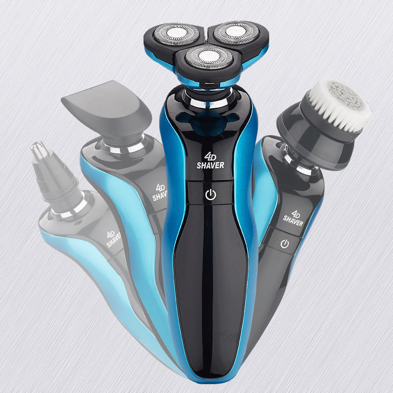 Rotary floating triple-blade electric shaver - rechargeable, washable, portable, long-lasting lithium battery