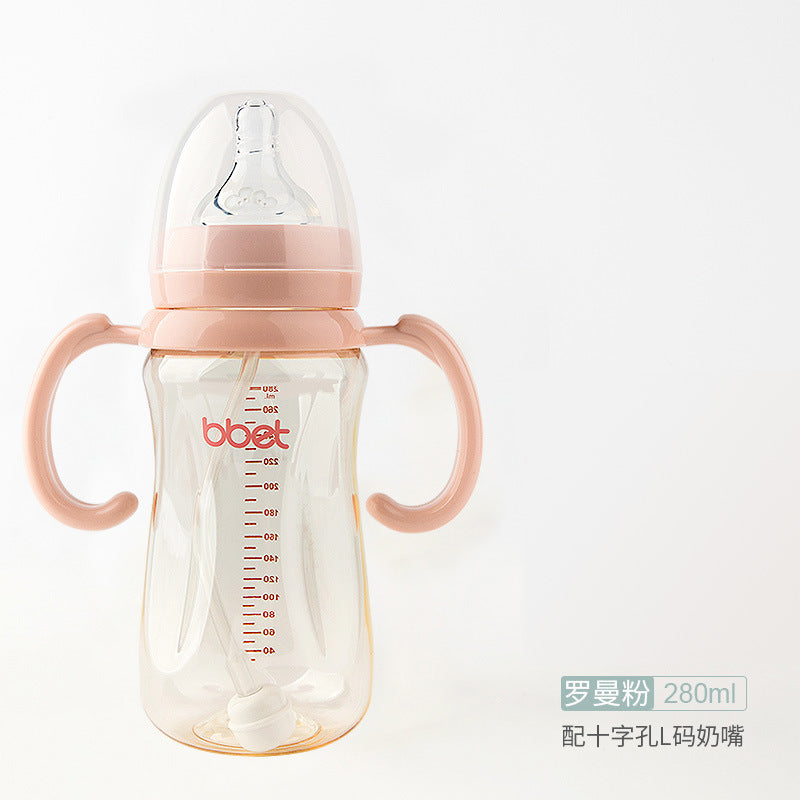 Babycare authentic ppsu baby bottle - drop-resistant, with handles, straw, wide neck, newborn & infant bottle, big kid supplies