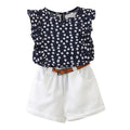 European and american style spring/summer new korean girl's floral sleeveless t-shirt and shorts refreshing outfit set (includes belt)