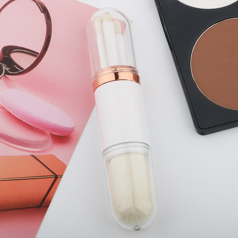 Portable 4-in-1 retractable brush eyeshadow brush makeup master transparent single loose powder brush multifunctional makeup brush