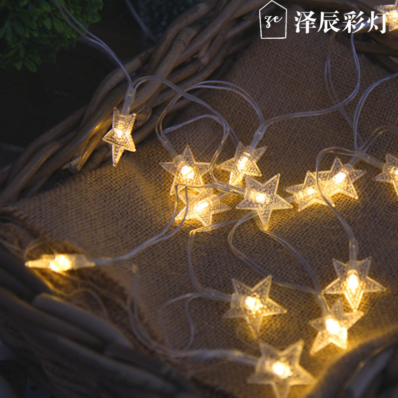 Hot-selling led star light string Gypsy star lights Outdoor waterproof holiday decoration light string Battery box with flashing