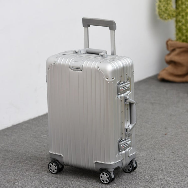 Wholesale small corner aluminum frame diamond trolley case universal wheel suitcase boarding travel password lock casual fashion