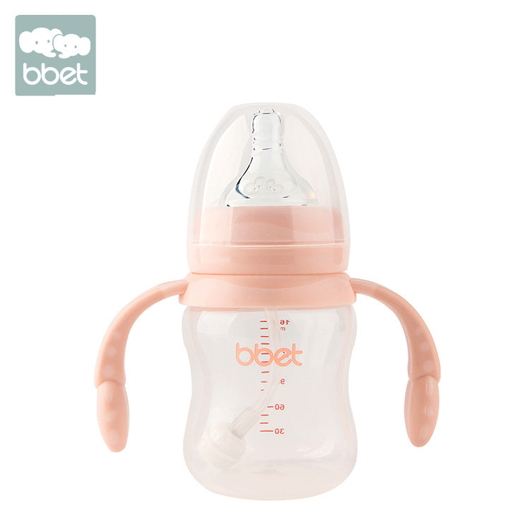 Baohui babibele baby bottle plastic newborn pp bottle wide mouth with handle straw newborn baby anti-colic