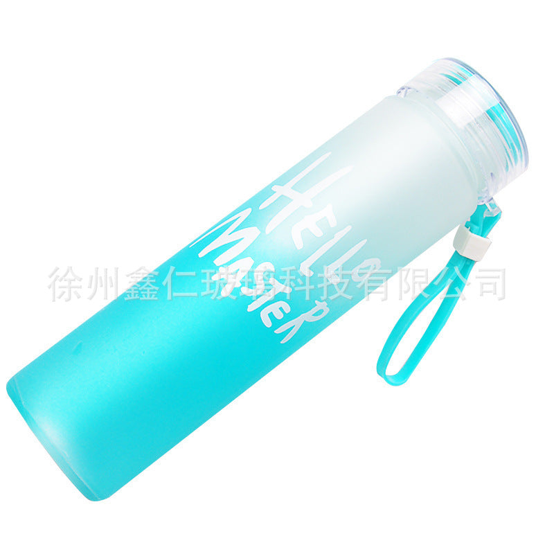 Custom frosted glass tumbler - gradient rainbow, portable water bottle, travel mug, gift cup with custom logo printing