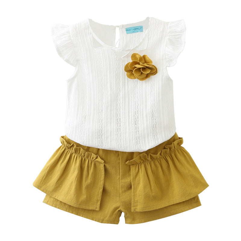 Amazon bestseller: korean style summer outfit for girls - baby girl round neck sleeveless tank top and shorts two-piece trendy set