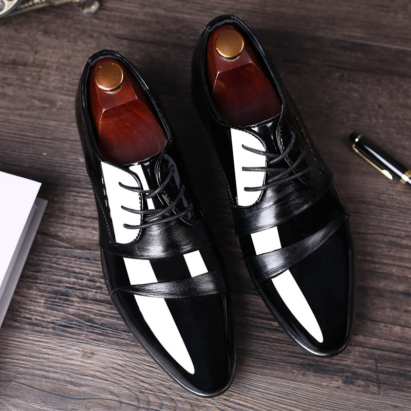 New men's leather dress shoes - korean style business formal shoes, plus size pointed toe casual shoes - dropshipping available