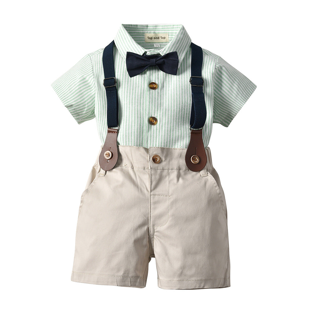 K-style children's clothing summernew arrival boys shirt gentleman suit overalls children's day performance clothes boys birthday dress
