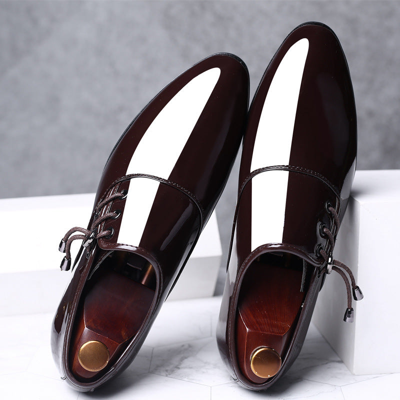 New pointed-toe leather dress shoes for men - business formal, glossy casual shoes, plus sizes available, wedding shoes, dropshipping available