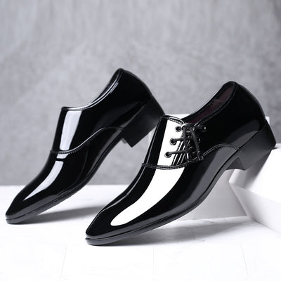 New pointed-toe leather dress shoes for men - business formal, glossy casual shoes, plus sizes available, wedding shoes, dropshipping available