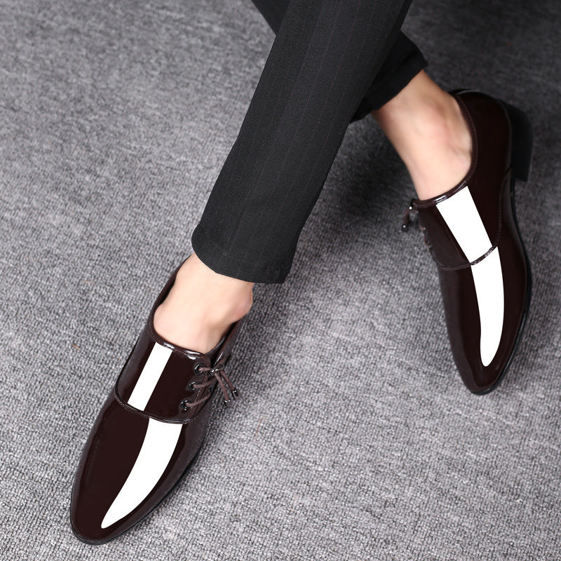 New pointed-toe leather dress shoes for men - business formal, glossy casual shoes, plus sizes available, wedding shoes, dropshipping available