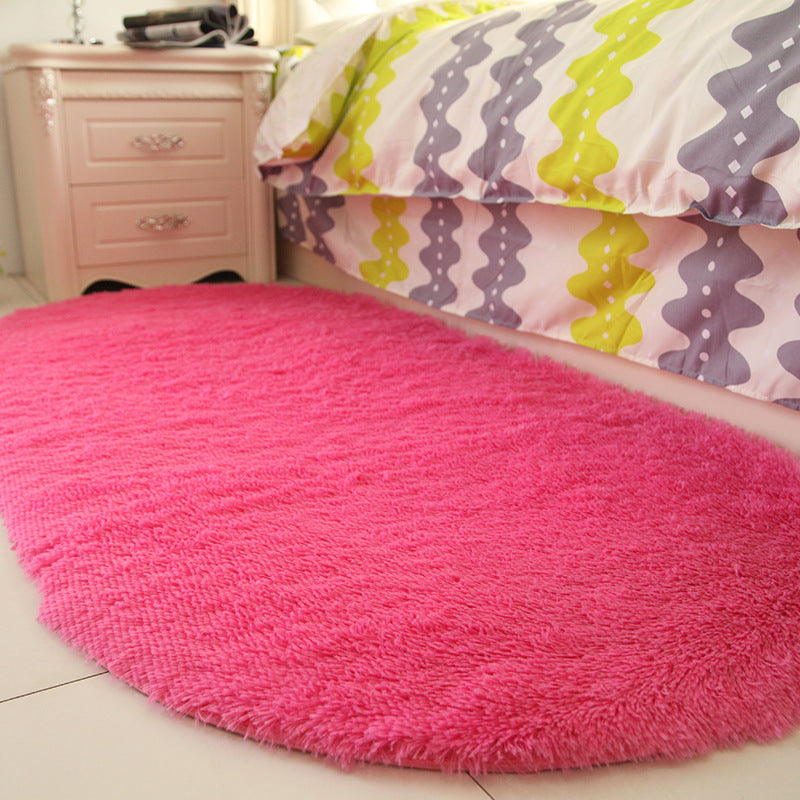 Oval home living room bedroom silk wool carpet floor mat cute room bedside blanket full cover girly heart customizable