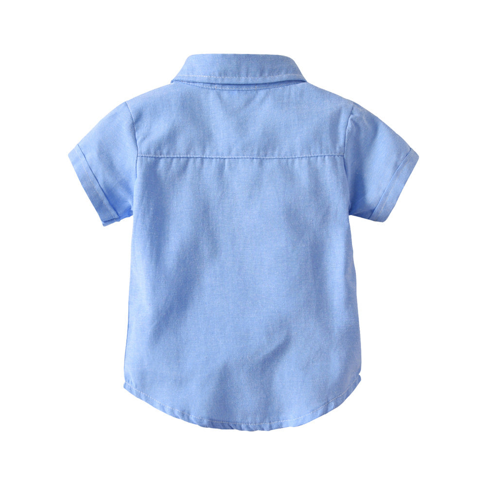 Summer new arrivals: boys' short-sleeve gentleman's outfit - perfect for first birthday celebrations, children's day performances, and kids' shirts