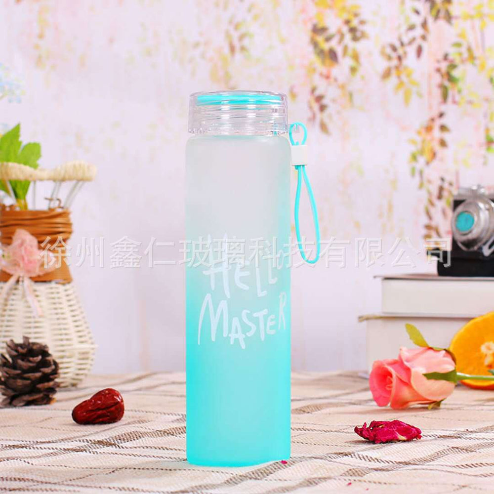 Custom frosted glass tumbler - gradient rainbow, portable water bottle, travel mug, gift cup with custom logo printing