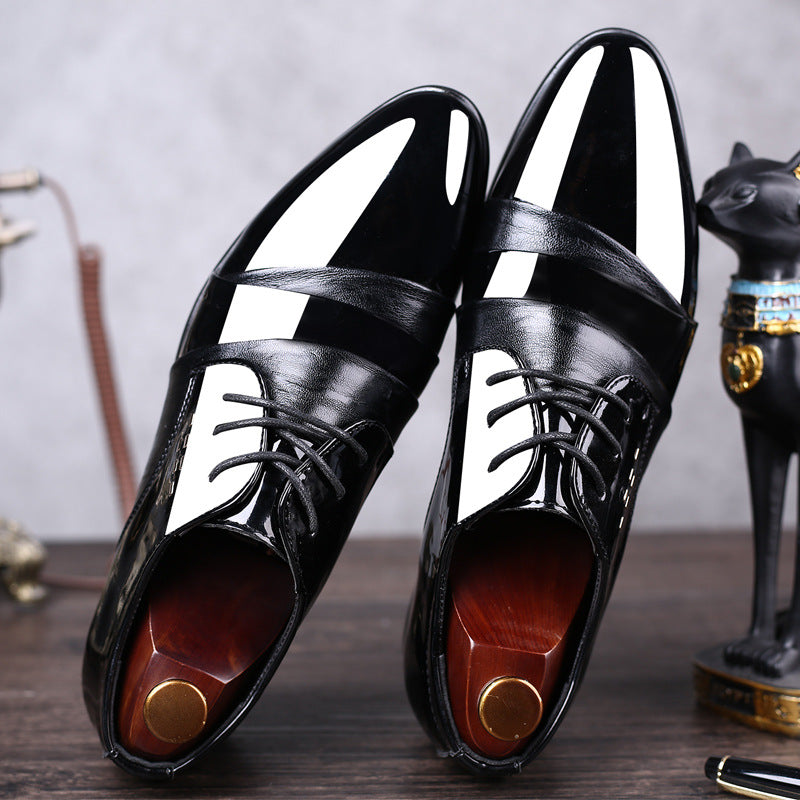 New men's leather dress shoes - korean style business formal shoes, plus size pointed toe casual shoes - dropshipping available