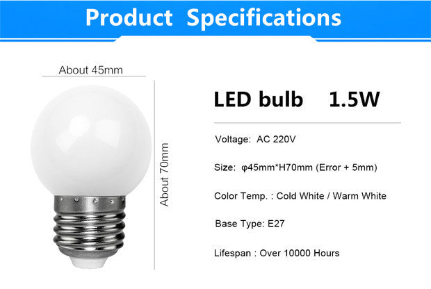 LED plastic clad aluminum ball light bulb E27 screw power saving light super bright household lighting light source E14 bubble light wide pressing color light