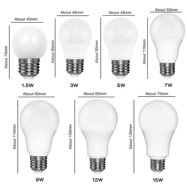 LED plastic clad aluminum ball light bulb E27 screw power saving light super bright household lighting light source E14 bubble light wide pressing color light