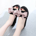 Women's slippers 2025 summer new style outdoor wear thick sole fashion bowknot one-strap wedge heel floral sandals