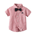 Summer korean style boys' shorts set - striped cotton short-sleeve shirt, perfect for first birthday celebrations and cross-border e-commerce