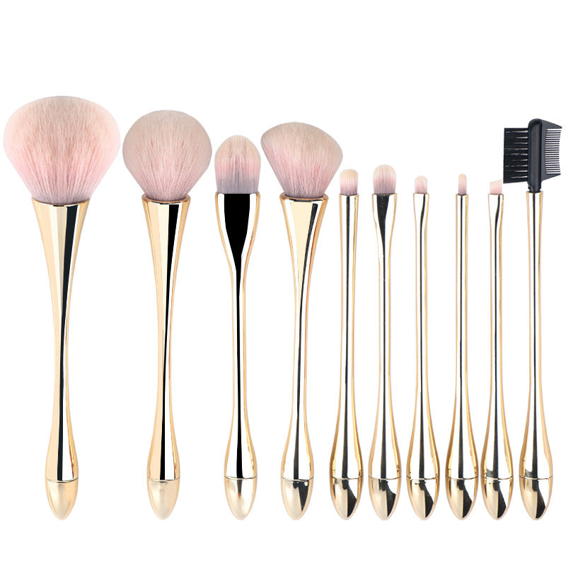 Sujilian 10-piece makeup brush set, golden small waist makeup brush, complete set of beauty tools, suitable for novices, makeup brush