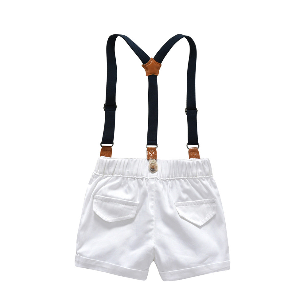 Summer new arrivals: boys' short-sleeve gentleman's outfit - perfect for first birthday celebrations, children's day performances, and kids' shirts