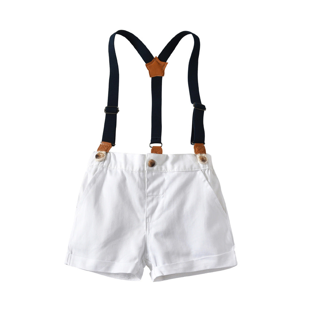 Summer new arrivals: boys' short-sleeve gentleman's outfit - perfect for first birthday celebrations, children's day performances, and kids' shirts