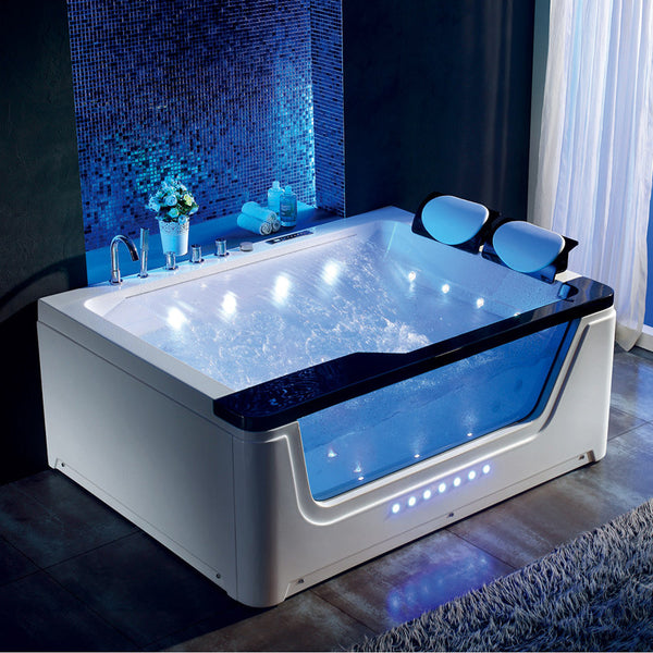 Foshan manufacturer massage double bathtub can add thermostatic lanterns bubble three-sided skirt SPA bubble bath tub Jacuzzi