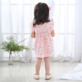 summer korean style pure cotton short-sleeve a-line dress for baby girls, cute infant and toddler dress, three-piece girls' outfit