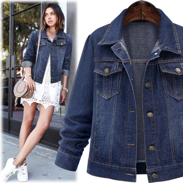 European and American  women's clothing   independent station women's short jacket spring and autumn new denim jacket jacket