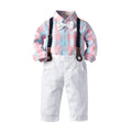 Ins kidslong sleevessuit cross-border fashionnew arrival boys shirt suspenders two-piece setboy suit
