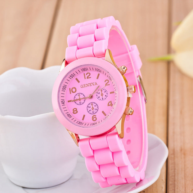 Aliexpress geneva silicone watch fashionable beautiful colorful jelly student sports women's sports watch cross-border