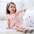 summer korean style pure cotton short-sleeve a-line dress for baby girls, cute infant and toddler dress, three-piece girls' outfit