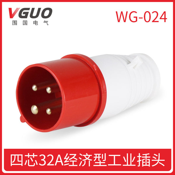 Weiguo Electric WG-024 European standard industrial plug socket 32a4p waterproof 380V three four-wire factory direct sales