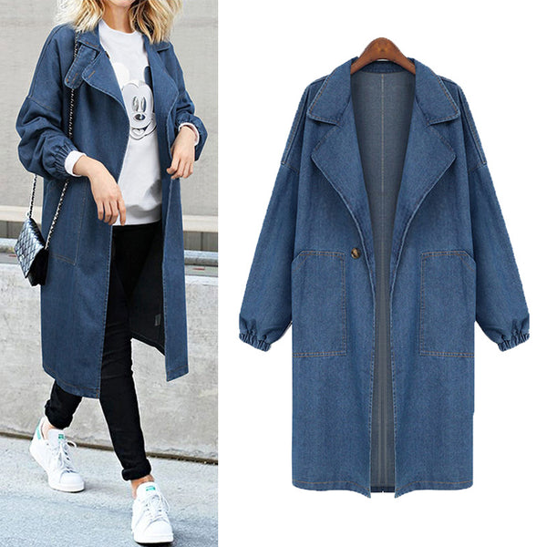 European and American style 2025 autumn clothing new large size women's clothing fat MM loose and versatile long denim jacket