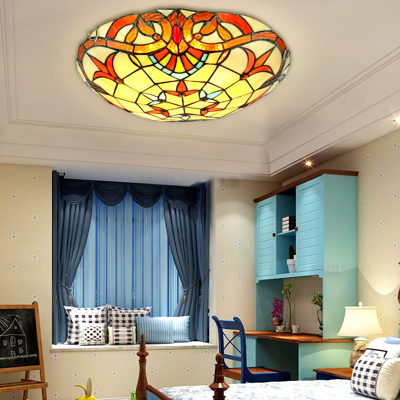 Tiffany Baroque Art Ceiling Light European Simple Living Room Bedroom Study Dining Room Corridor Personalized Round Light