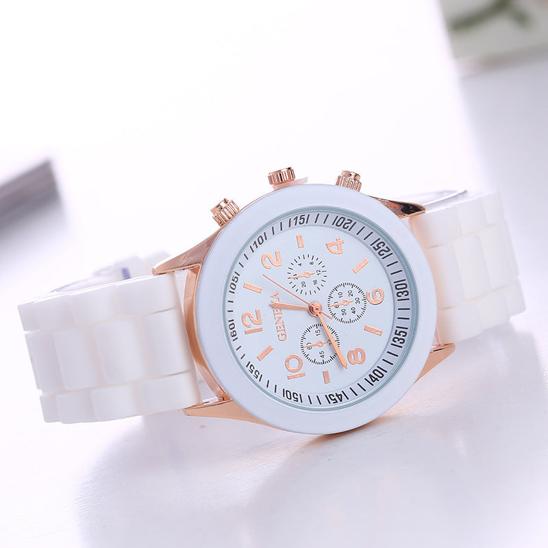 Aliexpress geneva silicone watch fashionable beautiful colorful jelly student sports women's sports watch cross-border