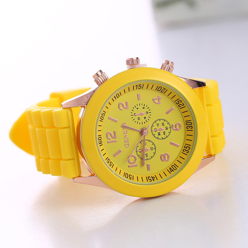 Aliexpress geneva silicone watch fashionable beautiful colorful jelly student sports women's sports watch cross-border