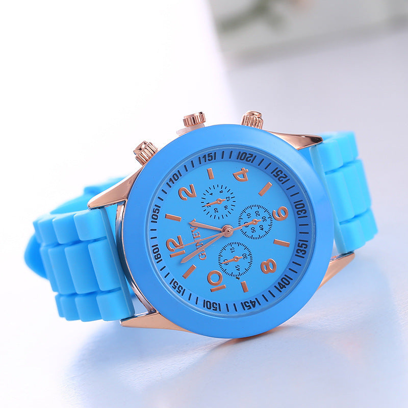 Aliexpress geneva silicone watch fashionable beautiful colorful jelly student sports women's sports watch cross-border