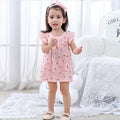 summer korean style pure cotton short-sleeve a-line dress for baby girls, cute infant and toddler dress, three-piece girls' outfit