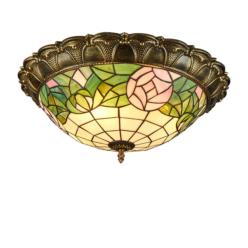 Tiffany stained glass ceiling light living room bedroom light European retro entrance corridor corridor personalized decorative light