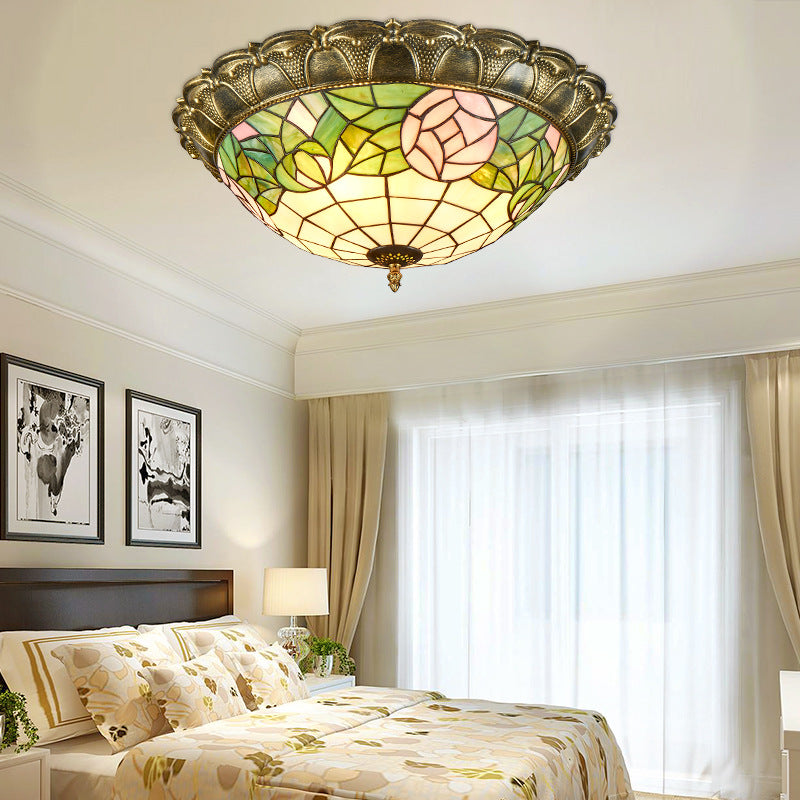 Tiffany stained glass ceiling light living room bedroom light European retro entrance corridor corridor personalized decorative light