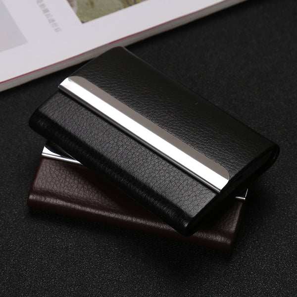 Stainless steel leather metal business card box, real estate gift LOGO business card holder, insurance, bank gift 050