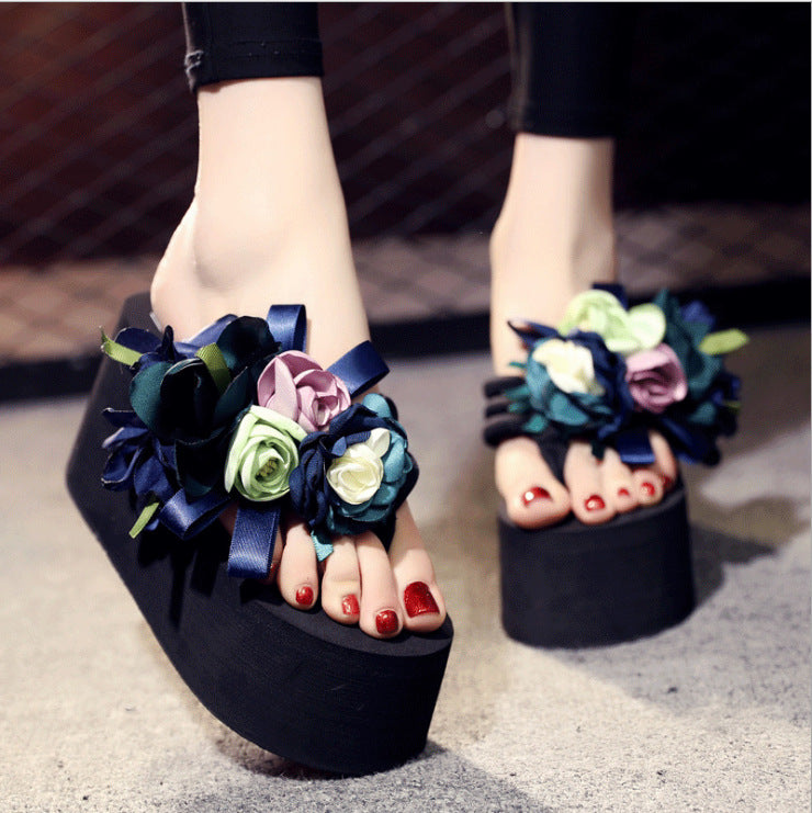 Shining white flip-flops women's summer fashion outwear thick solenon-slip vacation seaside women's beach slippers