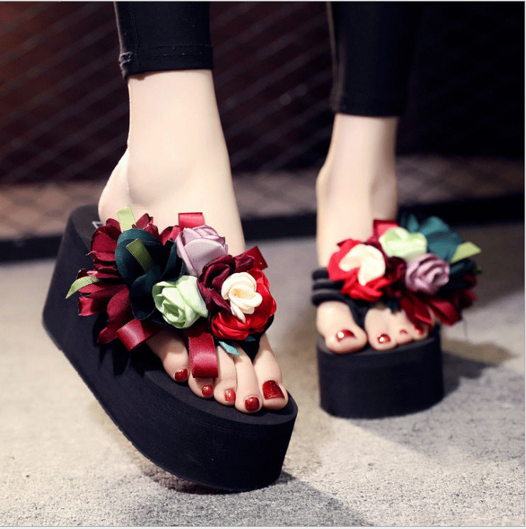 Shining white flip-flops women's summer fashion outwear thick solenon-slip vacation seaside women's beach slippers