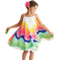 New arrival: girls' summer chiffon sleeveless sundress - trendy rainbow print princess dress for export