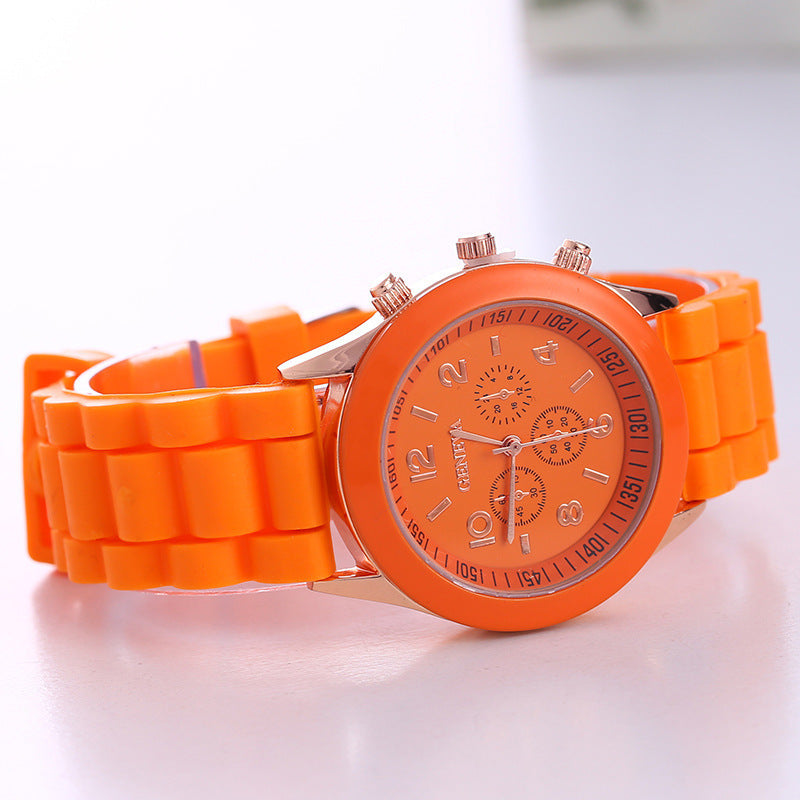 Aliexpress geneva silicone watch fashionable beautiful colorful jelly student sports women's sports watch cross-border