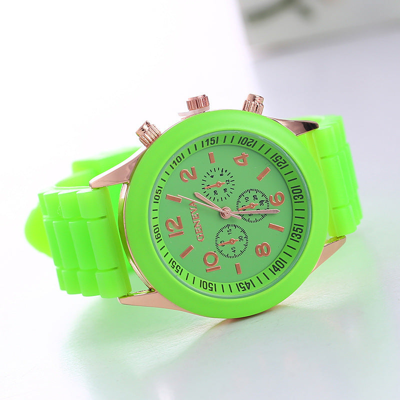 Aliexpress geneva silicone watch fashionable beautiful colorful jelly student sports women's sports watch cross-border