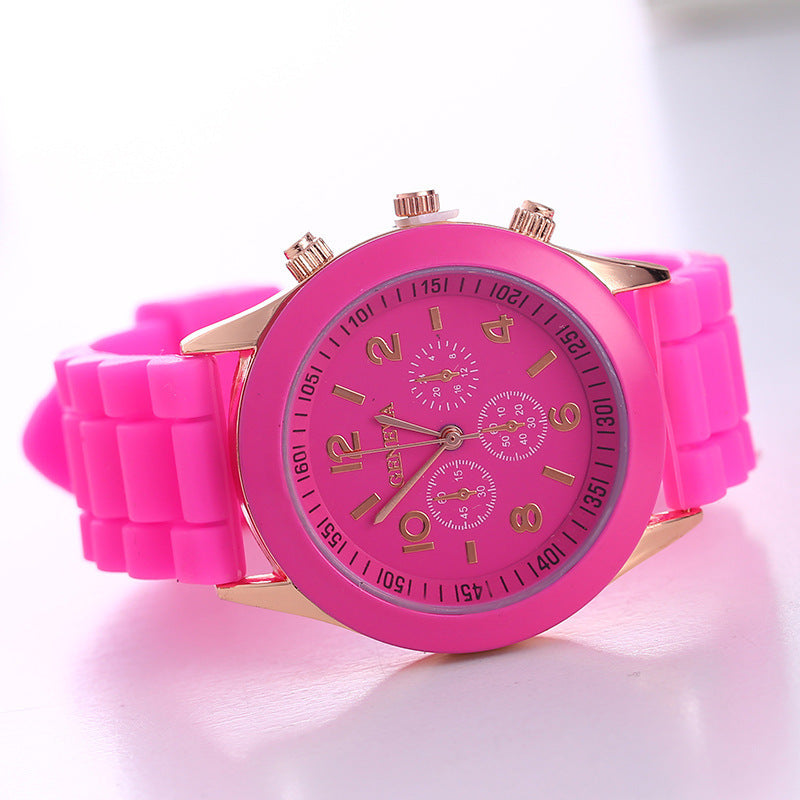 Aliexpress geneva silicone watch fashionable beautiful colorful jelly student sports women's sports watch cross-border