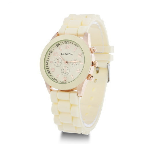 Aliexpress geneva silicone watch fashionable beautiful colorful jelly student sports women's sports watch cross-border
