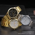 New fashion gift steel band watch, women's geneva three-eyed watch, men's quartz watch - in stock & wholesale