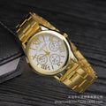 New fashion gift steel band watch, women's geneva three-eyed watch, men's quartz watch - in stock & wholesale